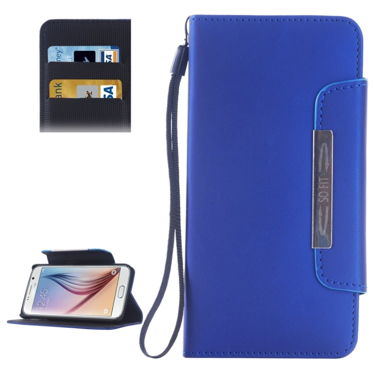For Galaxy S6 / G920 Frosted Texture Horizontal Flip Magnetic Buckle Leather Case with Card Slots & Wallet & Holder & Lanyard
