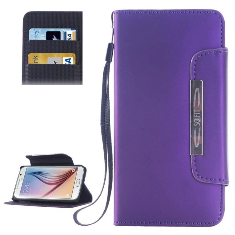 For Galaxy S6 / G920 Frosted Texture Horizontal Flip Magnetic Buckle Leather Case with Card Slots & Wallet & Holder & Lanyard