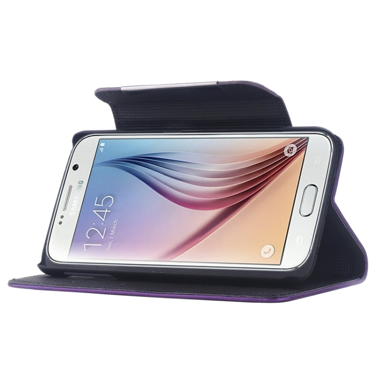 For Galaxy S6 / G920 Frosted Texture Horizontal Flip Magnetic Buckle Leather Case with Card Slots & Wallet & Holder & Lanyard