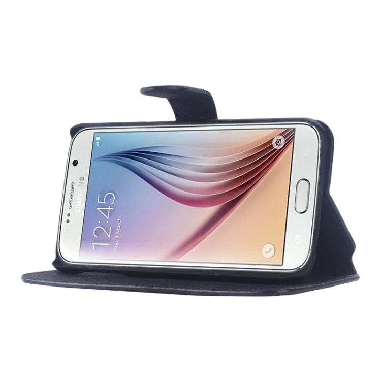 For Galaxy S6 / G920 Horizontal Flip Magnetic Buckle Leather Case with Card Slots & Holder
