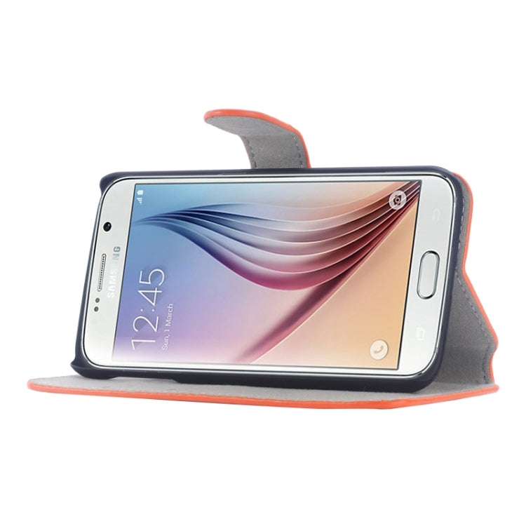 For Galaxy S6 / G920 Horizontal Flip Magnetic Buckle Leather Case with Card Slots & Holder