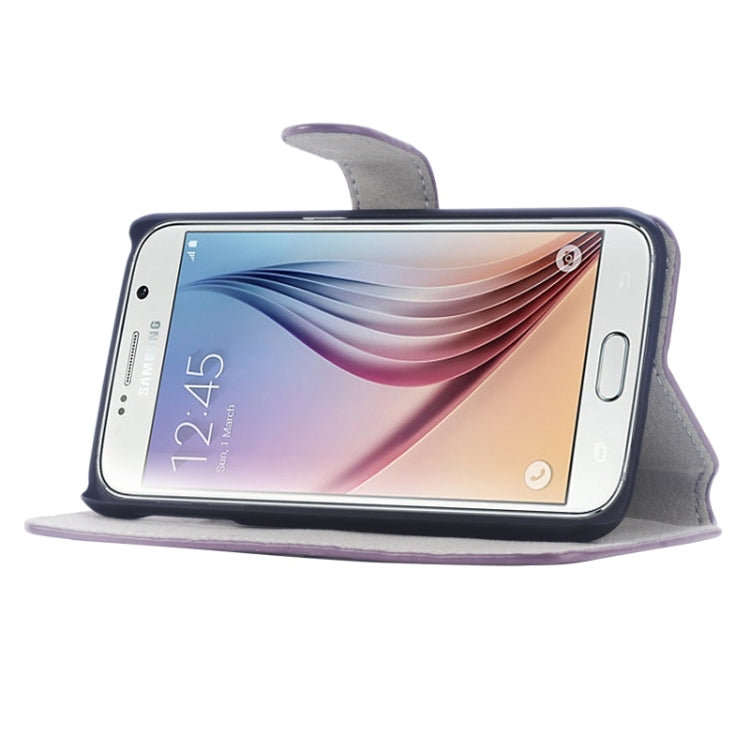 For Galaxy S6 / G920 Horizontal Flip Magnetic Buckle Leather Case with Card Slots & Holder