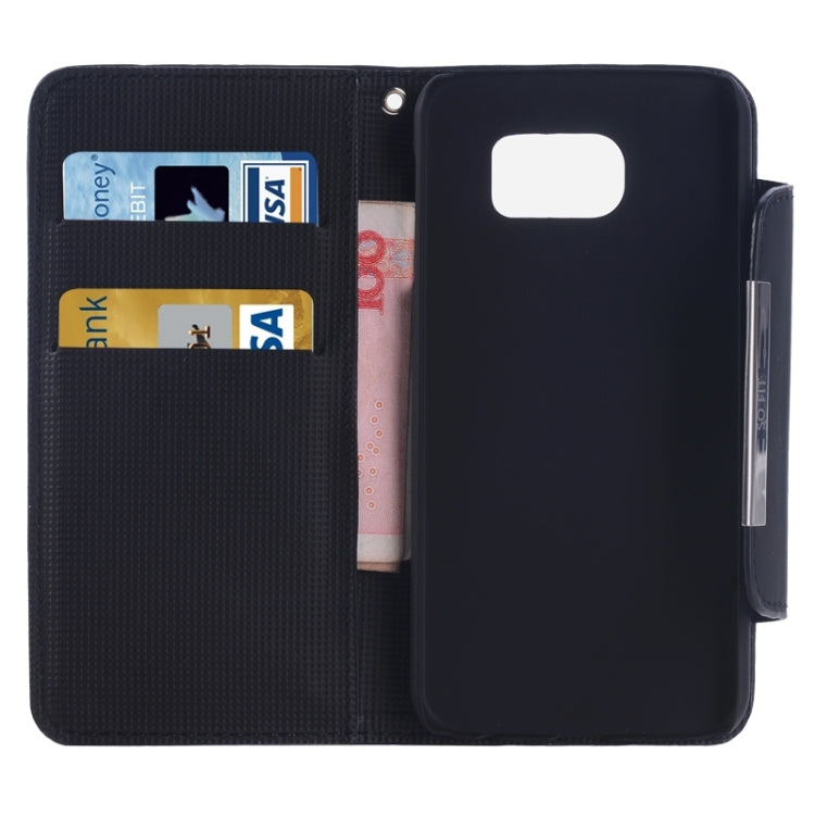 For Galaxy S6 Edge Frosted Texture Horizontal Flip Magnetic Buckle Leather Case with Card Slots & Wallet & Holder & Lanyard