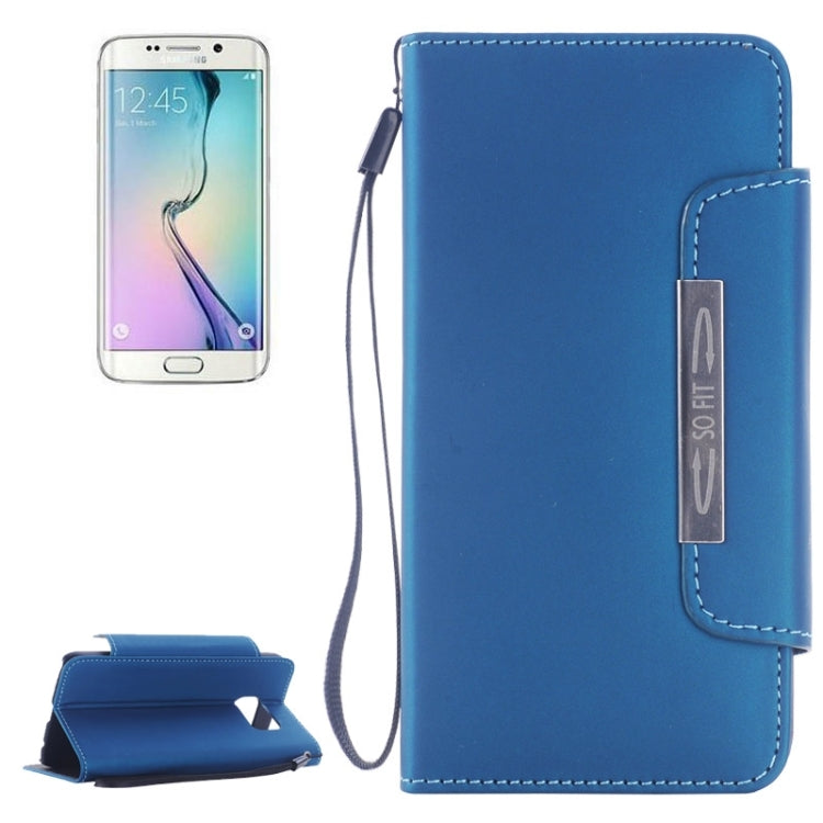 For Galaxy S6 Edge Frosted Texture Horizontal Flip Magnetic Buckle Leather Case with Card Slots & Wallet & Holder & Lanyard