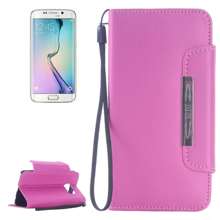 For Galaxy S6 Edge Frosted Texture Horizontal Flip Magnetic Buckle Leather Case with Card Slots & Wallet & Holder & Lanyard
