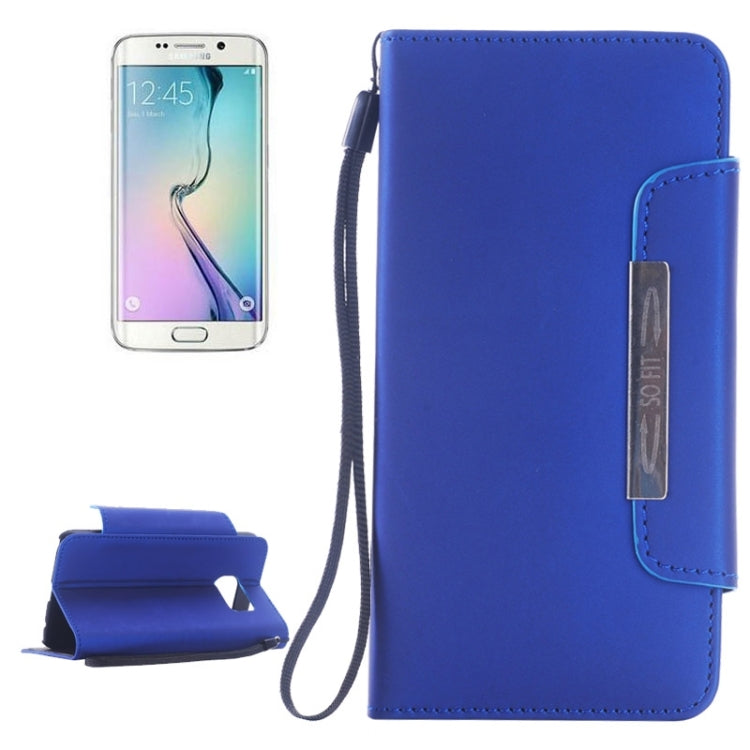 For Galaxy S6 Edge Frosted Texture Horizontal Flip Magnetic Buckle Leather Case with Card Slots & Wallet & Holder & Lanyard