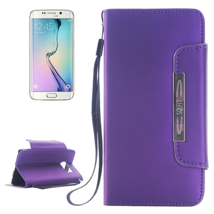 For Galaxy S6 Edge Frosted Texture Horizontal Flip Magnetic Buckle Leather Case with Card Slots & Wallet & Holder & Lanyard