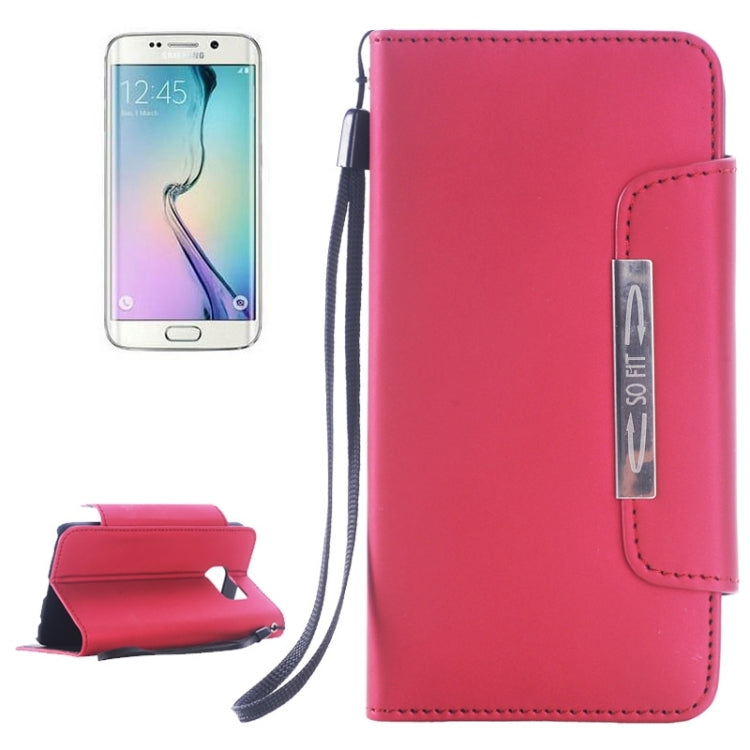 For Galaxy S6 Edge Frosted Texture Horizontal Flip Magnetic Buckle Leather Case with Card Slots & Wallet & Holder & Lanyard