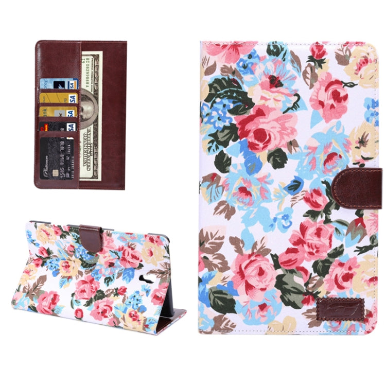 Flowers Pattern Horizontal Flip Leather Case with Card Slot & Wallet & Holder for Galaxy Tab S 8.4 / T700(White)