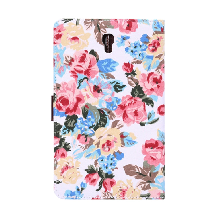 Flowers Pattern Horizontal Flip Leather Case with Card Slot & Wallet & Holder for Galaxy Tab S 8.4 / T700(White)