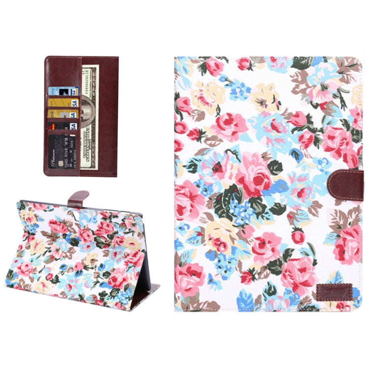 Flowers Pattern Horizontal Flip Leather Case with Card Slot & Wallet & Holder for Galaxy Tab S 10.5 / T800(White)