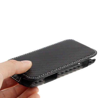 Carbon Fiber Style Vertical Flip Leather Case for Galaxy Trend Duos / S7562(Black)