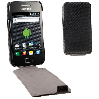 Carbon Fiber Style Vertical Flip Leather Case for Galaxy Ace / S5830