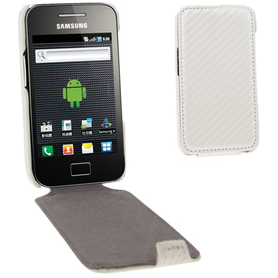 Carbon Fiber Style Vertical Flip Leather Case for Galaxy Ace / S5830