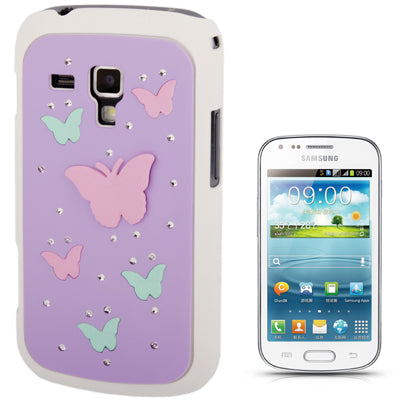 Butterfly Pattern Diamond Encrusted Plastic Case for Galaxy Trend Duos / S7562