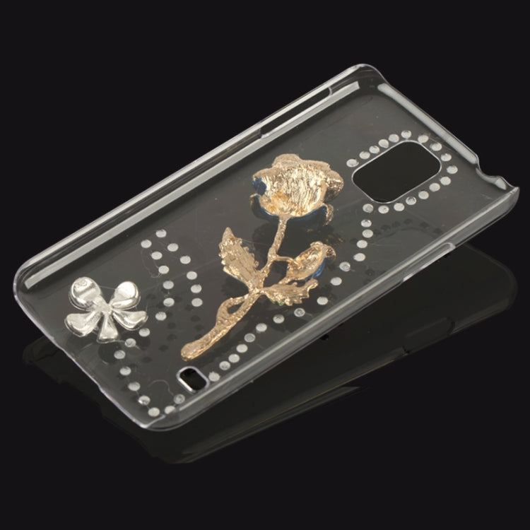 3D Rose Pattern Diamond Encrusted Transparent Plastic Case for Galaxy S5 / G900