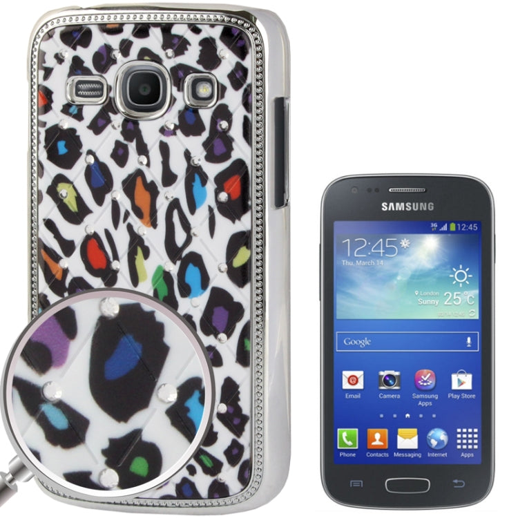 Colourful Leopard Pattern Diamond Encrusted Skin Plating Plastic Case for Galaxy Ace 3 / S7272