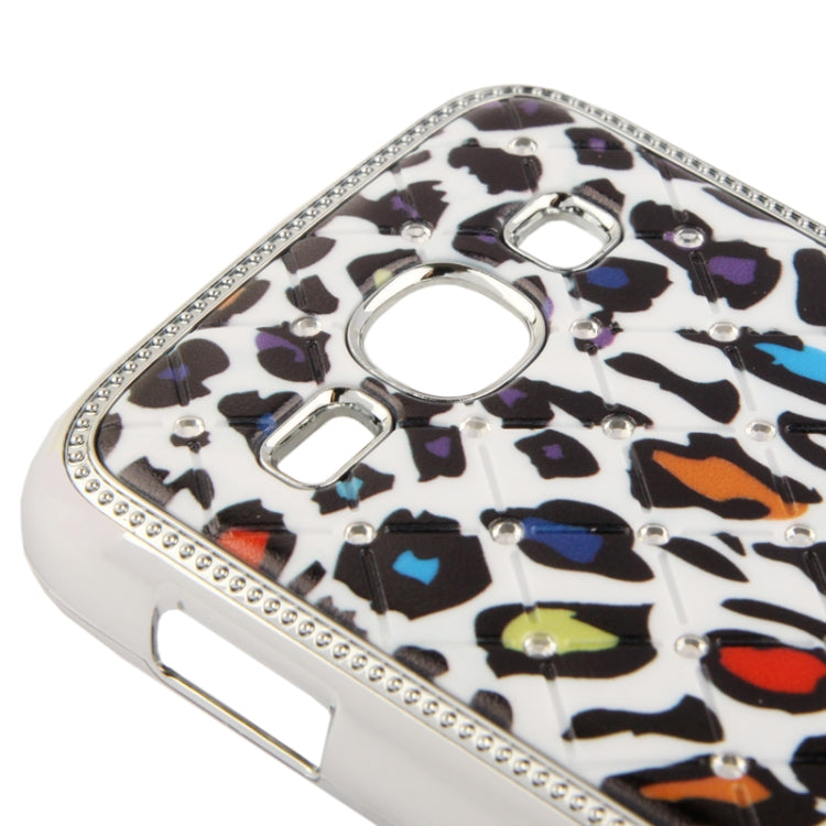 Colourful Leopard Pattern Diamond Encrusted Skin Plating Plastic Case for Galaxy Ace 3 / S7272