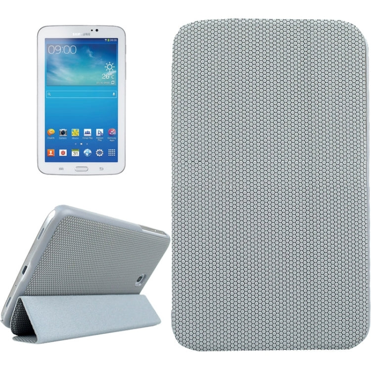 3-fold Spherical Texture Leather Case with Holder for Galaxy Tab 3 7.0 / P3200(Grey)