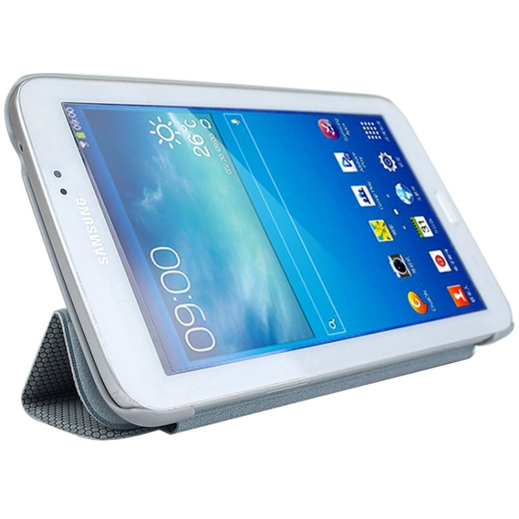 3-fold Spherical Texture Leather Case with Holder for Galaxy Tab 3 7.0 / P3200(Grey)