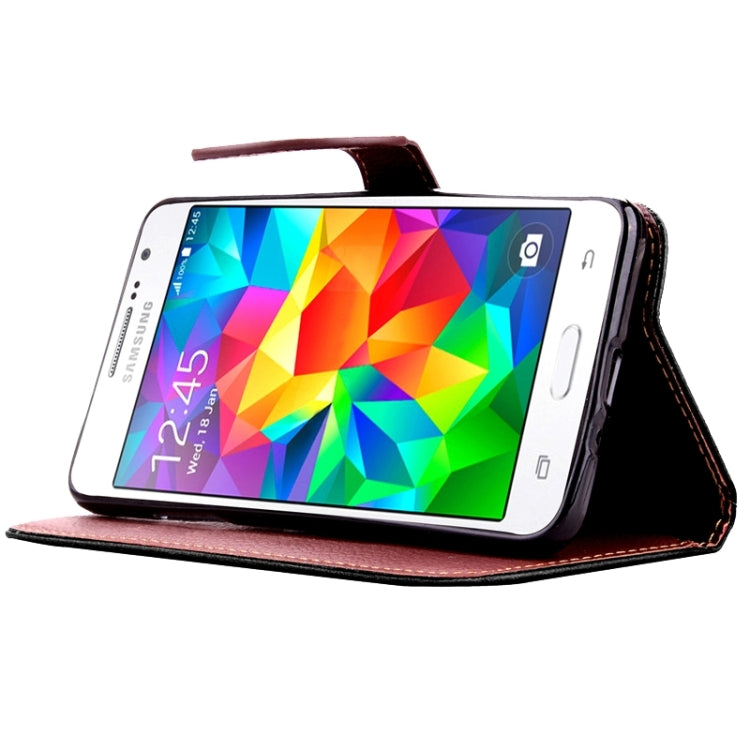 Leaf Magnetic Snap Litchi Texture Horizontal Flip Leather Case with Card Slots & Holder & Wallet & Lanyard for Galaxy Grand Prime / G530H
