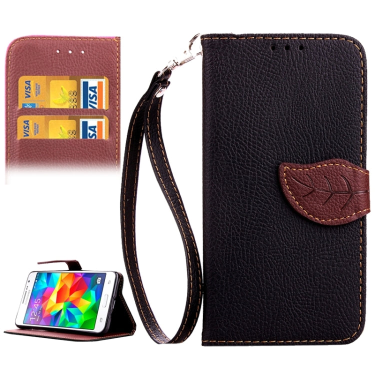 Leaf Magnetic Snap Litchi Texture Horizontal Flip Leather Case with Card Slots & Holder & Wallet & Lanyard for Galaxy Grand Prime / G530H