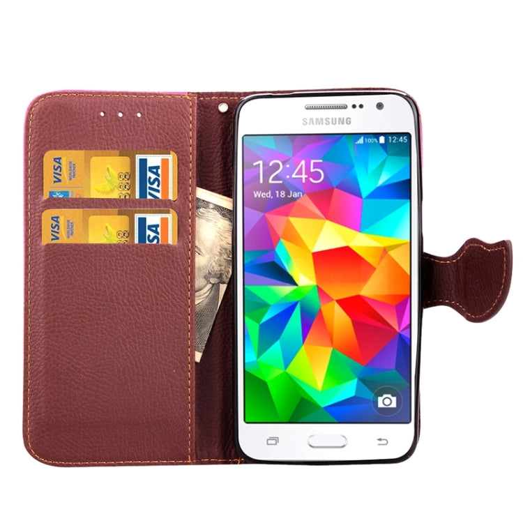 Leaf Magnetic Snap Litchi Texture Horizontal Flip Leather Case with Card Slots & Holder & Wallet & Lanyard for Galaxy Grand Prime / G530H