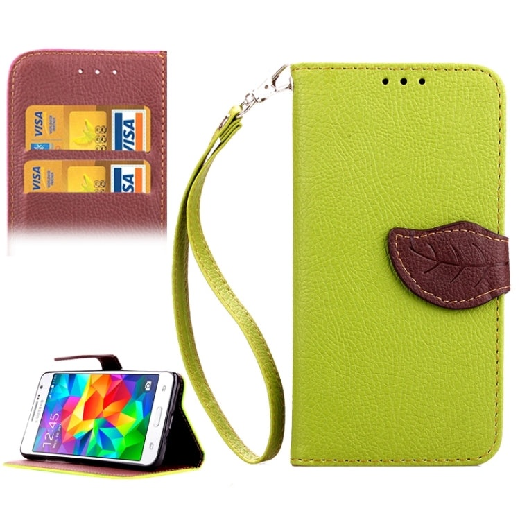 Leaf Magnetic Snap Litchi Texture Horizontal Flip Leather Case with Card Slots & Holder & Wallet & Lanyard for Galaxy Grand Prime / G530H