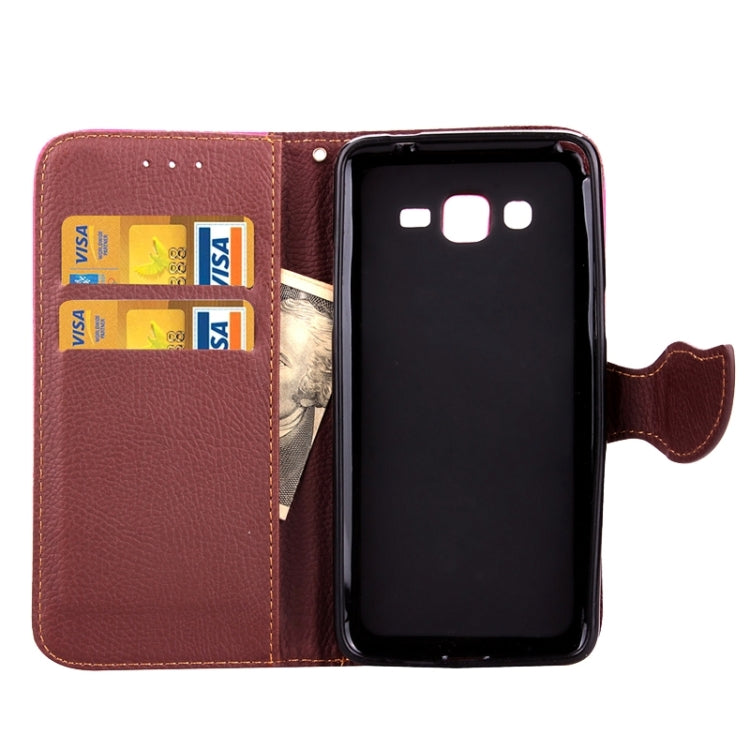 Leaf Magnetic Snap Litchi Texture Horizontal Flip Leather Case with Card Slots & Holder & Wallet & Lanyard for Galaxy Grand Prime / G530H