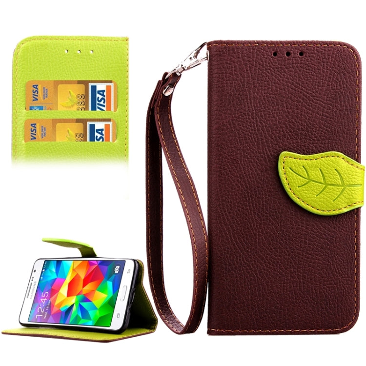 Leaf Magnetic Snap Litchi Texture Horizontal Flip Leather Case with Card Slots & Holder & Wallet & Lanyard for Galaxy Grand Prime / G530H