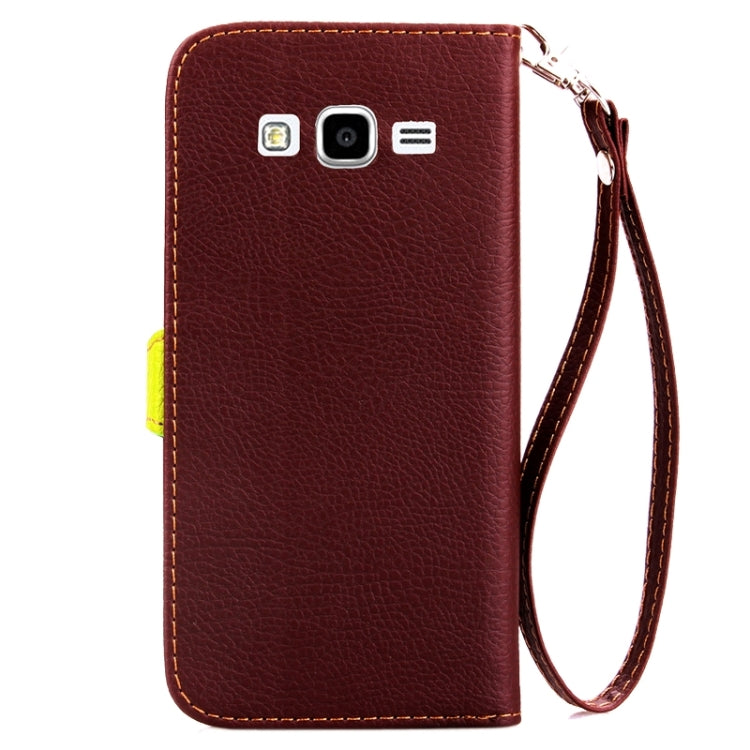 Leaf Magnetic Snap Litchi Texture Horizontal Flip Leather Case with Card Slots & Holder & Wallet & Lanyard for Galaxy Grand Prime / G530H