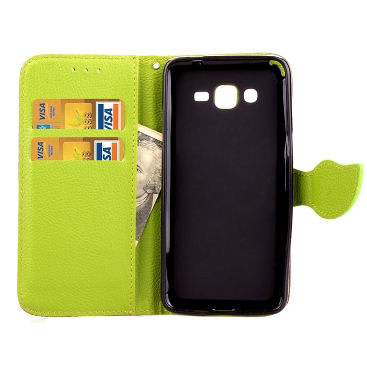 Leaf Magnetic Snap Litchi Texture Horizontal Flip Leather Case with Card Slots & Holder & Wallet & Lanyard for Galaxy Grand Prime / G530H