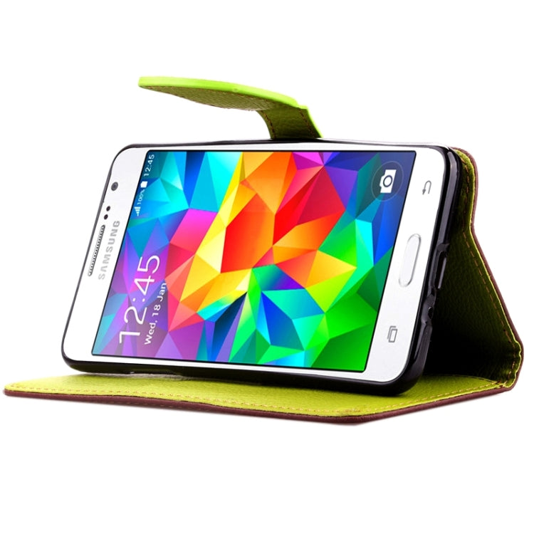 Leaf Magnetic Snap Litchi Texture Horizontal Flip Leather Case with Card Slots & Holder & Wallet & Lanyard for Galaxy Grand Prime / G530H