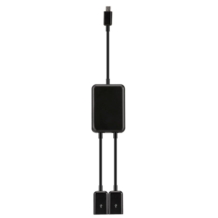 20cm Dual Ports Micro USB OTG Cable(Black)