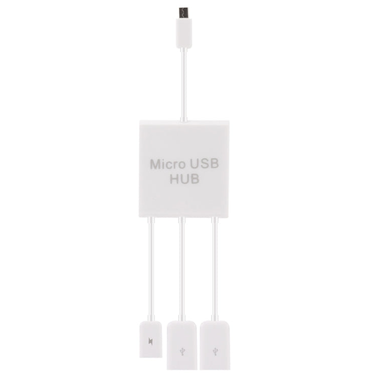 Micro USB to 2 Ports USB OTG HUB Cable with Micro USB Power Supply, Length: 20cm