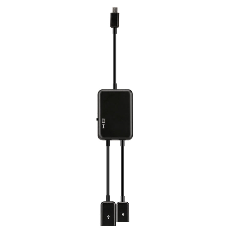 2 Ports Micro USB Charge HUB Cable, Length: 20cm(Black)
