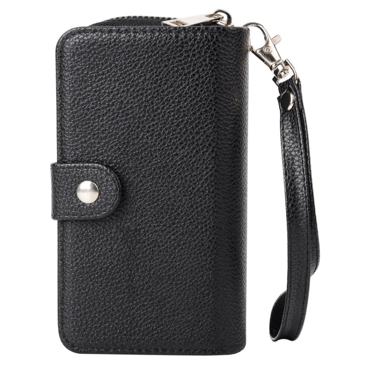 Multifunctional Separable Litchi Texture Solid Color Leather Case with Card Slots & Lanyard for Galaxy S4 / i950(Black)