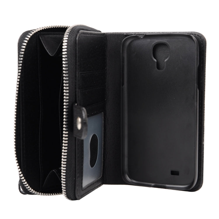 Multifunctional Separable Litchi Texture Solid Color Leather Case with Card Slots & Lanyard for Galaxy S4 / i950(Black)