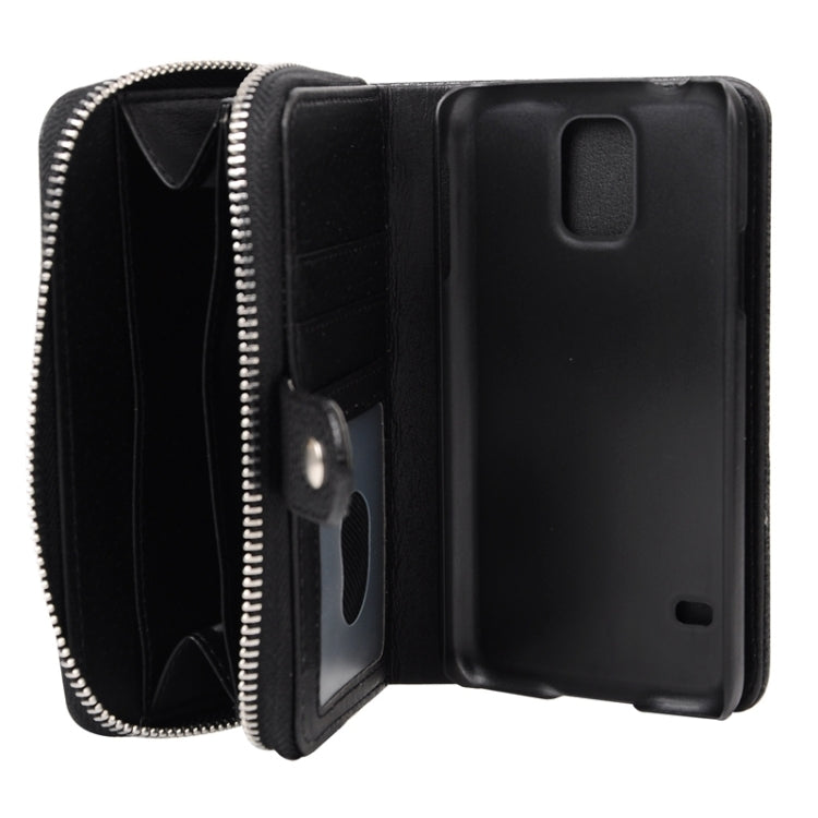 Multifunctional Separable Litchi Texture Solid Color Leather Case with Card Slots & Lanyard for Galaxy S5 / G900(Black)