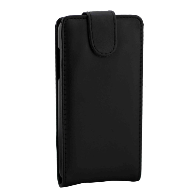 Vertical Flip Magnetic Button Leather Case for Galaxy J5 / J500(Black)