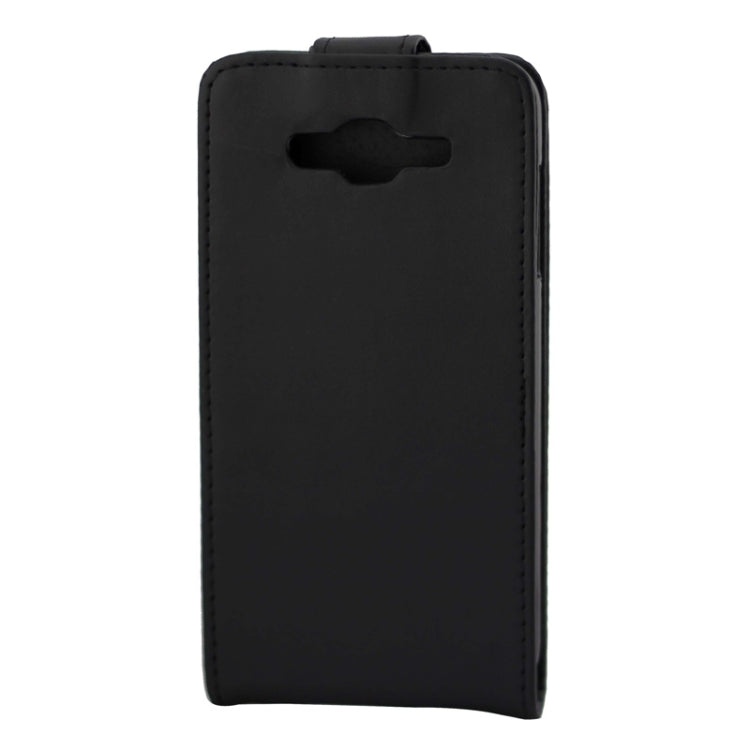 Vertical Flip Magnetic Button Leather Case for Galaxy J7 / J700(Black)