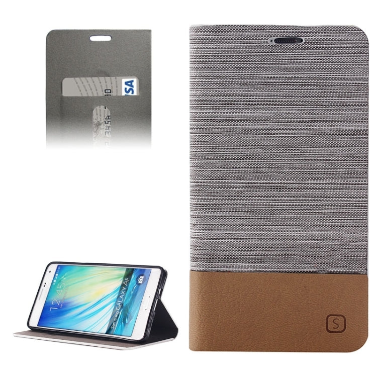 Horizontal Flip Canvas Leather Case with Card Slot & Holder for Galaxy A5 / A500