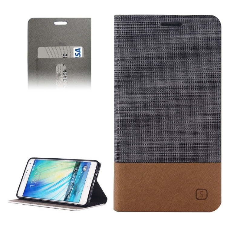Horizontal Flip Canvas Leather Case with Card Slot & Holder for Galaxy A5 / A500