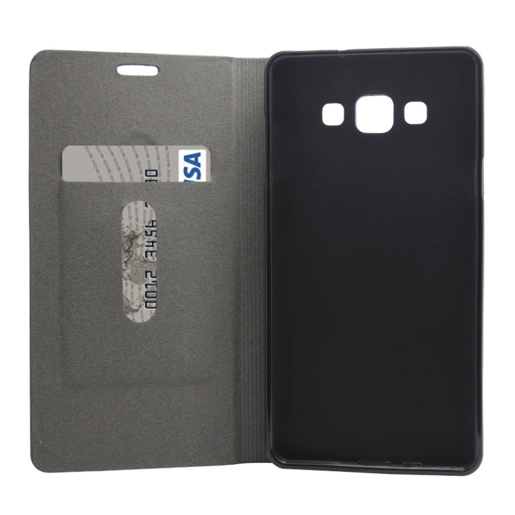 Horizontal Flip Canvas Leather Case with Card Slot & Holder for Galaxy A5 / A500