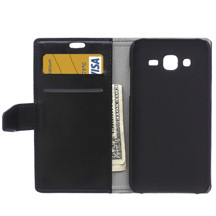 Crazy Horse Texture Horizontal Flip Magnetic Buckle Leather Case with Card Slots & Wallet & Holder for Galaxy J5