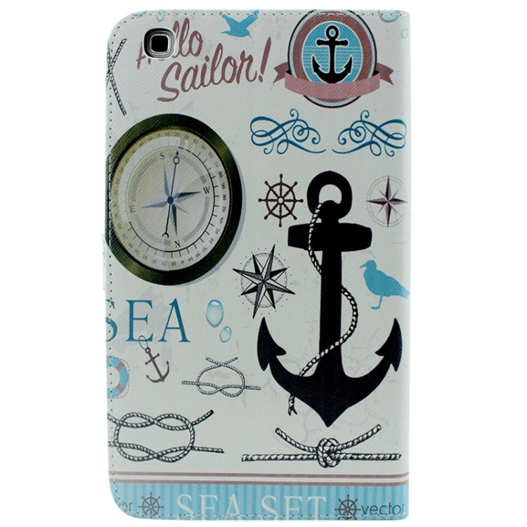 Anchor Pattern Horizontal Flip Leather Case with Card Slots & Wallet & Holder for Galaxy Tab 3 8.0 / T311