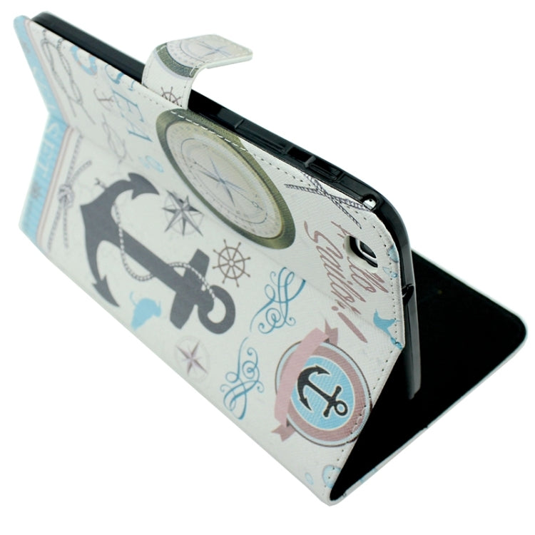 Anchor Pattern Horizontal Flip Leather Case with Card Slots & Wallet & Holder for Galaxy Tab 3 8.0 / T311