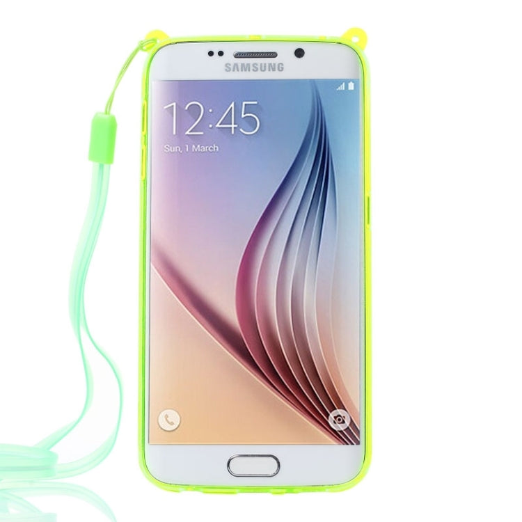 For Galaxy S6 / G920 Rabbit Pattern Ornament TPU Case with Holder & Lanyard