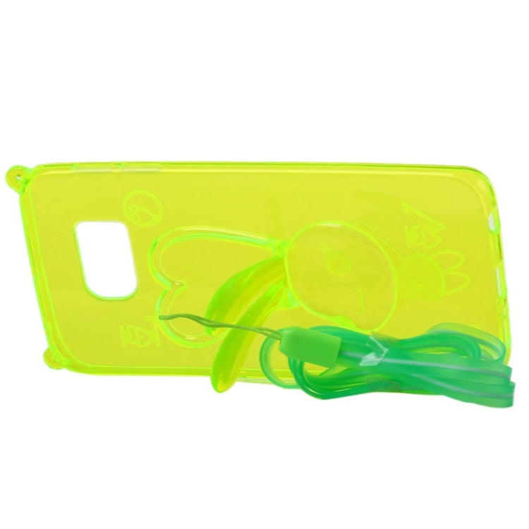 For Galaxy S6 / G920 Rabbit Pattern Ornament TPU Case with Holder & Lanyard