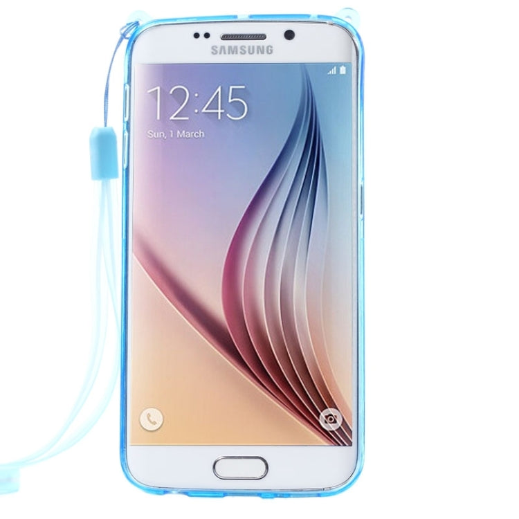 For Galaxy S6 / G920 Rabbit Pattern Ornament TPU Case with Holder & Lanyard
